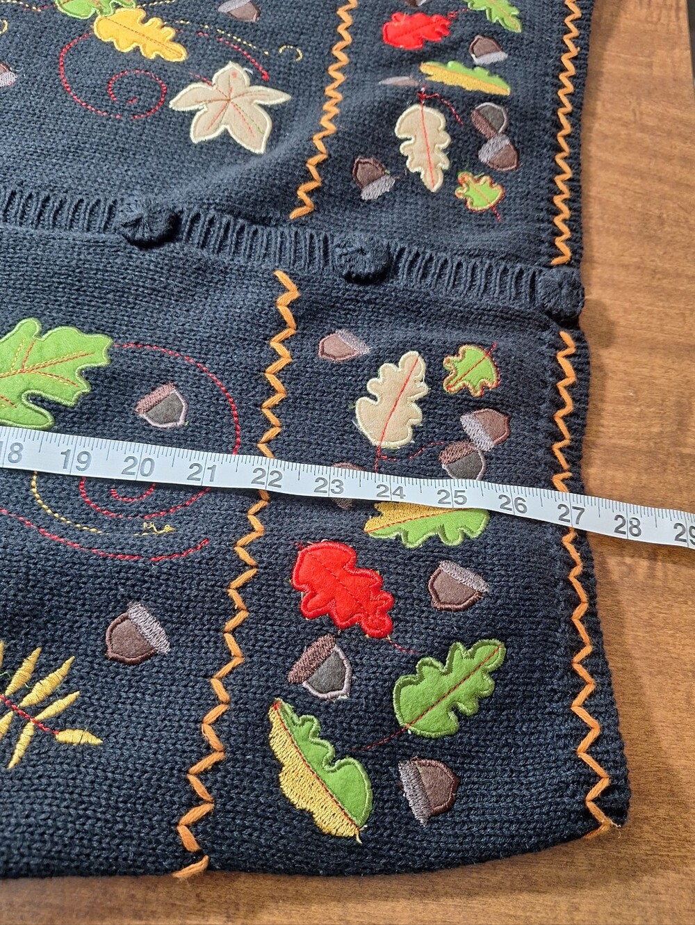 NWT Holiday Black Embroidered Button Sweater Vest Leaves Fall Autumn Womens XL - Picture 9 of 9